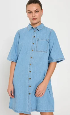 Freequent Kjole - Lisea - Light Blue Denim
