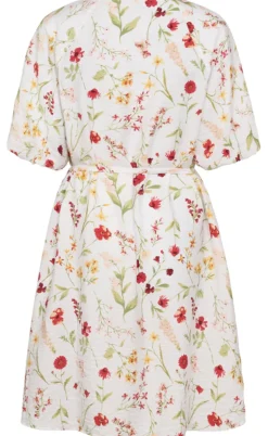 Freequent Kjole - Mele - Brilliant White w. Hot Coral