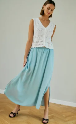 Freequent Nederdel - Carly - Light Blue Denim