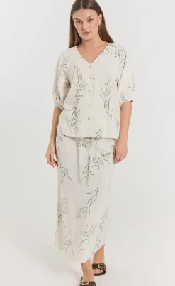 Freequent Nederdel - Laluna - Brilliant White w. Deep Lichen Green