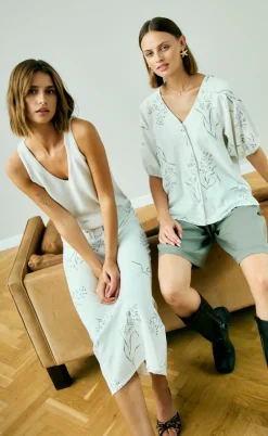 Freequent Nederdel - Laluna - Brilliant White w. Deep Lichen Green