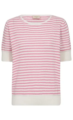 Freequent Pullover - Dodo - Star Off-white w. Fuchsia Pink