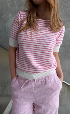 Freequent Pullover - Dodo - Star Off-white w. Fuchsia Pink