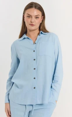 Freequent Skjorte - Lava Simple - Chambray Blue