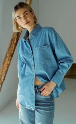 Freequent Skjorte - Lisea - Light Blue Denim