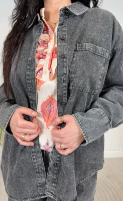 Freequent Skjorte - Lisea - Vintage Grey Denim