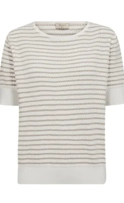 Freequent Striktrøje - Dodo - Star Off-white w. Simply Taupe