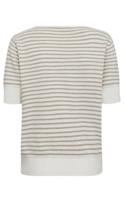 Freequent Striktrøje - Dodo - Star Off-white w. Simply Taupe