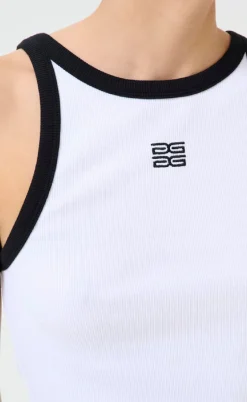 Gestuz Top - Drew Contrast Logo - Bright White