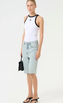 Gestuz Top - Drew Contrast Logo - Bright White