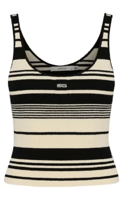 Gestuz Top - Stela - Black/Birch striped