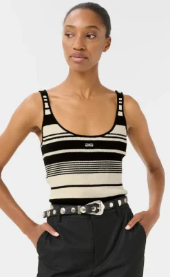 Gestuz Top - Stela - Black/Birch striped