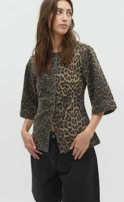Global Funk Bluse - Lila-G - Leopard Mist