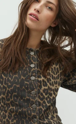 Global Funk Bluse - Lila-G - Leopard Mist