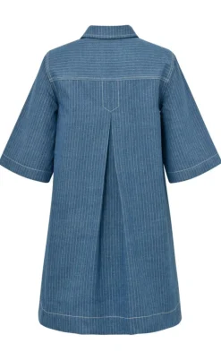 Global Funk Kjole - Mira Zip-G - Blue Pinstripe