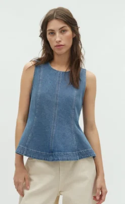 Global Funk Top - Rihne Peplum-G - Midt Vintage Brushing