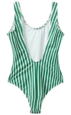 H2O Badedragt - Stripe Swim - Posy Green