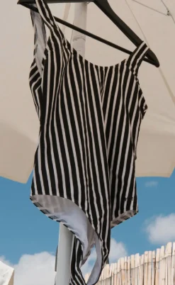 H2O Badedragt - Stripe Swim - Black
