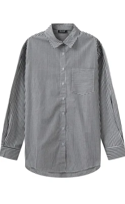 H2O Skjorte - Rønne Essential LS - Black/White Stripe