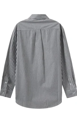 H2O Skjorte - Rønne Essential LS - Black/White Stripe