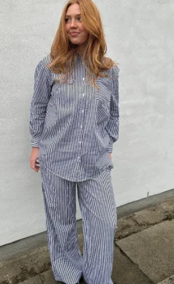 H2O Skjorte - Rønne Essential LS - Black/White Stripe