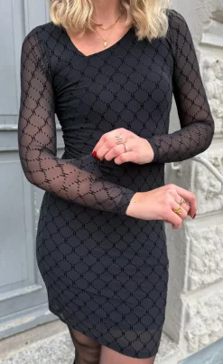 Hype the Detail Kjole - Mesh V-neck - Black