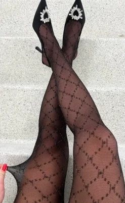 Hype The Detail Strømpebukser - Glitter Logo - Golden Lurex