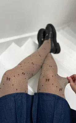 Hype The Detail Strømpebukser - Heavy Logo - Beige