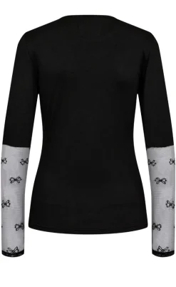 Liberte Bluse - Isa Ls Lace Sleeve - Black Bow