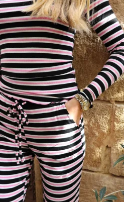 Liberte Bukser - Natalia - Black Bubblegum/White Stripe
