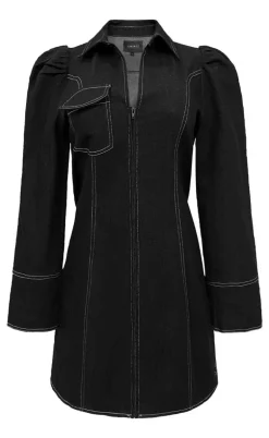 Liberte Kjole - Asta-V-Neck - Black Denim