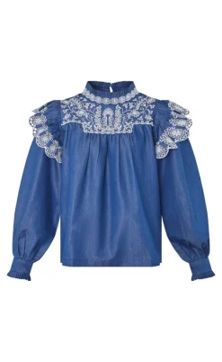 Love & Divine Bluse - Love1294 - Denim/Cream