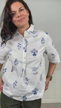 Love & Divine Bluse - Love1351 - White/Blue