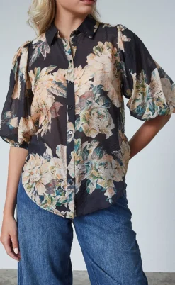 Love & Divine Bluse - Love436-17 - Black/Flower