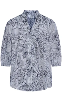 Love & Divine Bluse - Love456-9 - Stripe/Flower