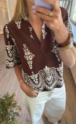 Love & Divine Top - Love1296-2 - Brown/Paisley