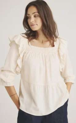 Luxzuz Bluse - Rufsana - Buttercream