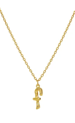 Maanesten Halskæde - F Alphabet - Gold Colour