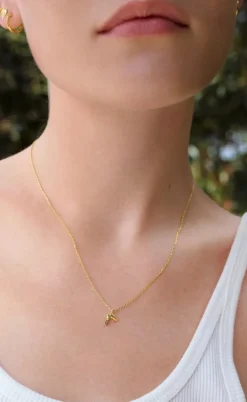 Maanesten Halskæde - R Alphabet - Gold Colour