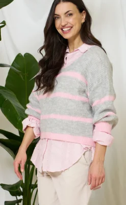 Marta Du Chateau Strik - Carene - Light Grey/Baby Pink