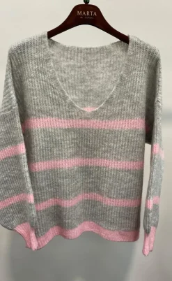 Marta Du Chateau Strik - Carene - Light Grey/Baby Pink