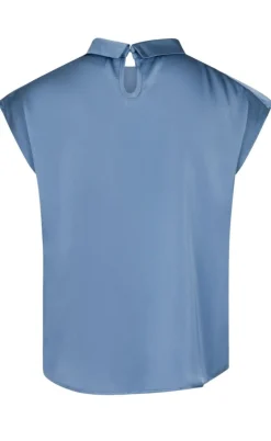 Neo Noir Bluse - Fleur Drapy Satin - Dusty Blue