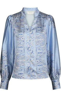 Neo Noir Bluse - Massima Paisley Border - Light Blue