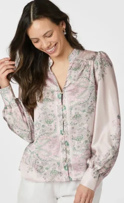 Neo Noir Bluse - Massima Paisley Border - Rose