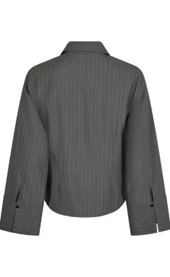 Neo Noir Bluse - Rosa Pinstripe - Grey