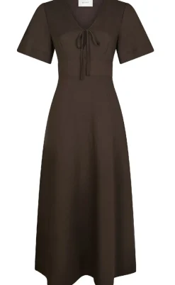 Neo Noir Kjole - Ilsie Linen - Dark Brown