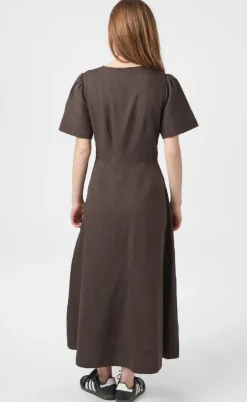 Neo Noir Kjole - Ilsie Linen - Dark Brown