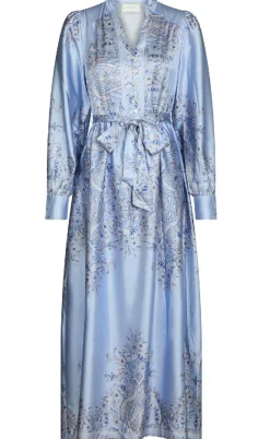 Neo Noir Kjole - Nova Paisley Border - Light Blue