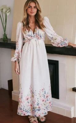 Neo Noir Kjole - Silfi Flower - Creme