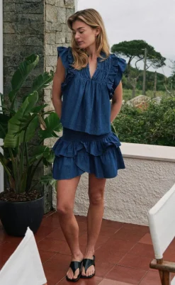 Neo Noir Nederdel - Carin Denim - Blue